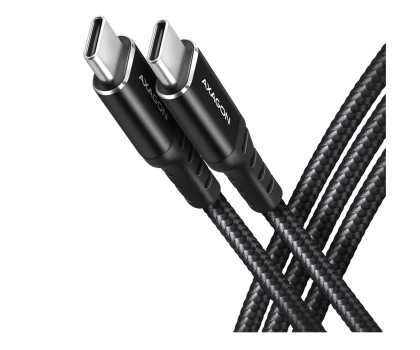 Kabel AXAGON BUCM-CM30AB Kabel USB-C - USB-C 2.0, 3m, PD 60W, 3A, ALU, oplot, Czarny